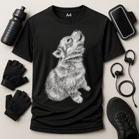 Cute Baby Howling Wolf Cub Sketch TShirt Cooling Performance Crew T-Shirt