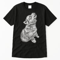Cute Baby Howling Wolf Cub Sketch TShirt Tall T-Shirt
