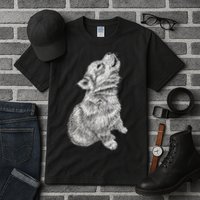 Cute Baby Howling Wolf Cub Sketch TShirt Tall T-Shirt
