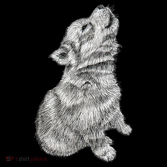 Cute Baby Howling Wolf Cub Sketch TShirt Tall T-Shirt