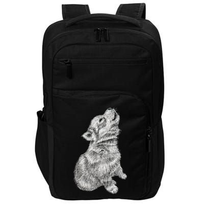 Cute Baby Howling Wolf Cub Sketch TShirt Impact Tech Backpack