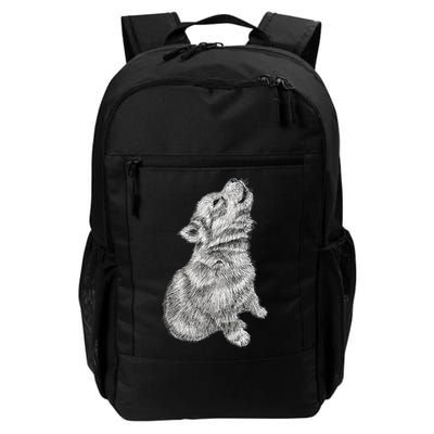 Cute Baby Howling Wolf Cub Sketch TShirt Backpack