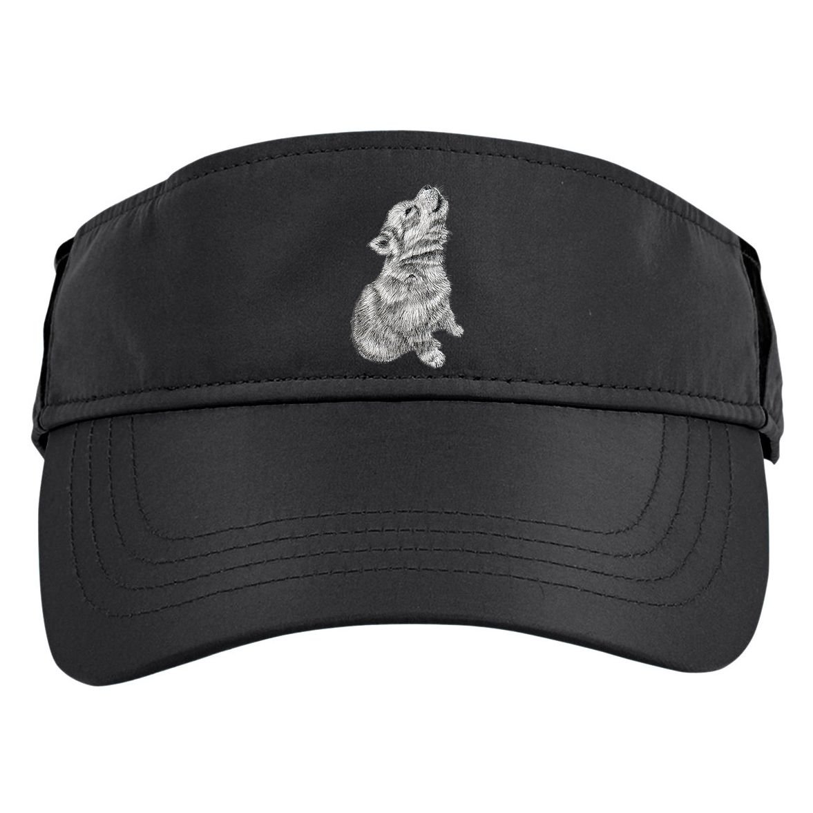 Cute Baby Howling Wolf Cub Sketch TShirt Adult Drive Performance Visor
