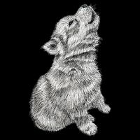Cute Baby Howling Wolf Cub Sketch TShirt Bucket Hat