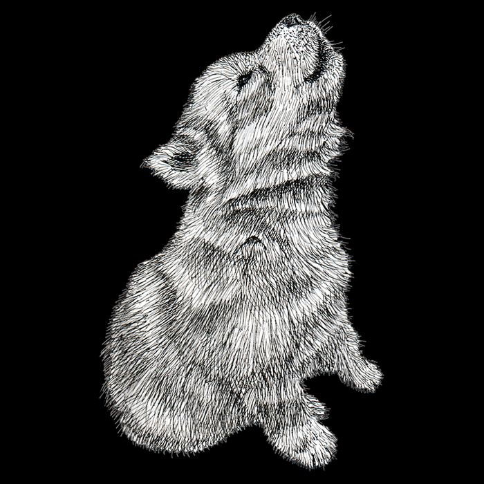 Cute Baby Howling Wolf Cub Sketch TShirt Bucket Hat