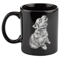 Cute Baby Howling Wolf Cub Sketch TShirt 11oz C Handle Ceramic Mug