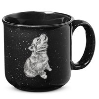 Cute Baby Howling Wolf Cub Sketch TShirt 15oz Campfire Ceramic Mug