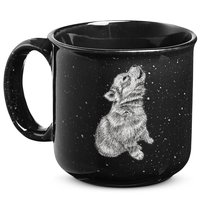 Cute Baby Howling Wolf Cub Sketch TShirt 15oz Campfire Ceramic Mug