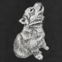 Cute Baby Howling Wolf Cub Sketch TShirt 15oz Campfire Ceramic Mug