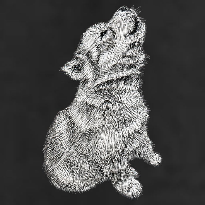 Cute Baby Howling Wolf Cub Sketch TShirt 15oz Campfire Ceramic Mug
