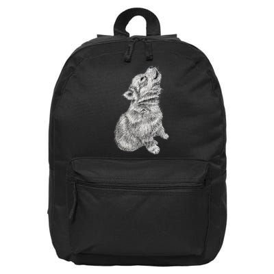 Cute Baby Howling Wolf Cub Sketch TShirt 16 in Basic Backpack