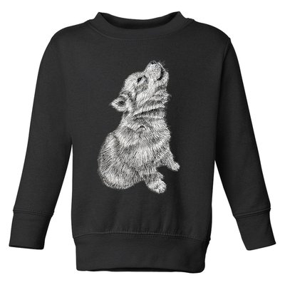 Cute Baby Howling Wolf Cub Sketch TShirt Toddler Sweatshirt
