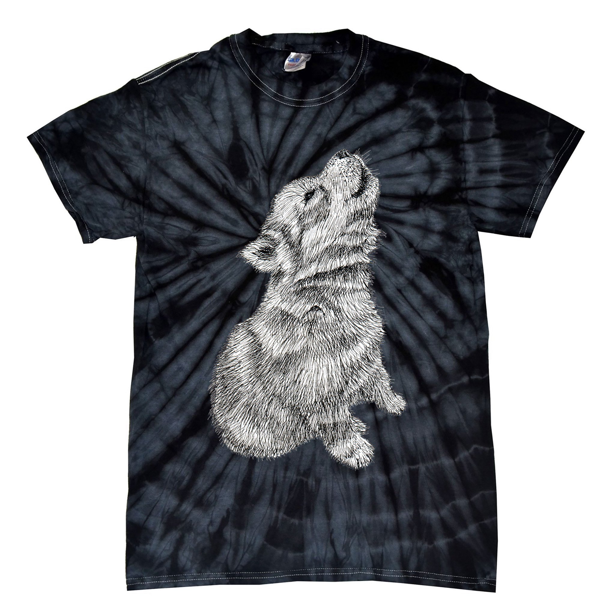 Cute Baby Howling Wolf Cub Sketch TShirt Tie-Dye T-Shirt