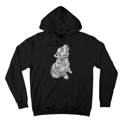 Cute Baby Howling Wolf Cub Sketch TShirt Tall Hoodie