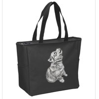 Cute Baby Howling Wolf Cub Sketch TShirt Zip Tote Bag