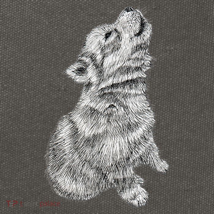 Cute Baby Howling Wolf Cub Sketch TShirt Cotton Canvas Backpack