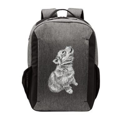 Cute Baby Howling Wolf Cub Sketch TShirt Vector Backpack
