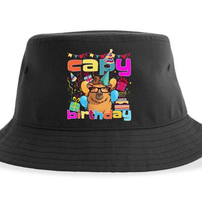 Capy Birthday Happy Birthday Capybara. Funny Capybara Lover Sustainable Bucket Hat