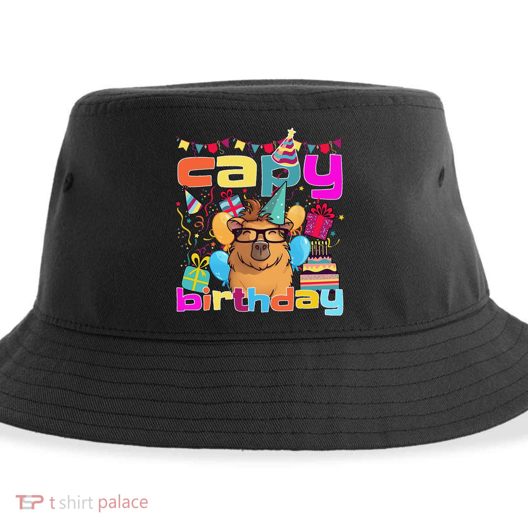 Capy Birthday Happy Birthday Capybara. Funny Capybara Lover Sustainable Bucket Hat