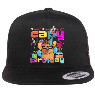 Capy Birthday Happy Birthday Capybara. Funny Capybara Lover Flatbill Hat