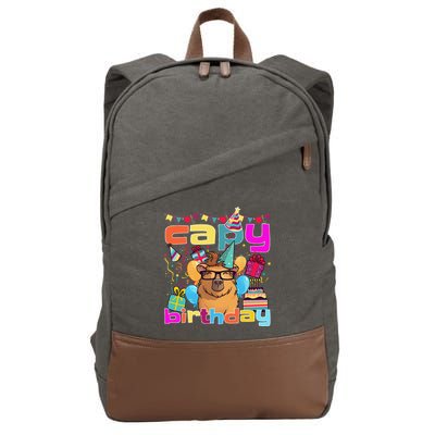 Capy Birthday Happy Birthday Capybara. Funny Capybara Lover Cotton Canvas Backpack