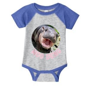 Cute Baby Hippo Moo Deng Bouncy Pig In Thai Hippopotamus Infant Baby Jersey Bodysuit