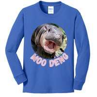 Cute Baby Hippo Moo Deng Bouncy Pig In Thai Hippopotamus Kids Long Sleeve Shirt