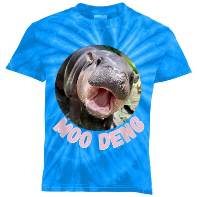 Cute Baby Hippo Moo Deng Bouncy Pig In Thai Hippopotamus Kids Tie-Dye T-Shirt