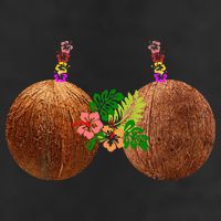 Coconut Bra Hawaii Luau Costume Funny 7 Panel Mesh Trucker Snapback Hat
