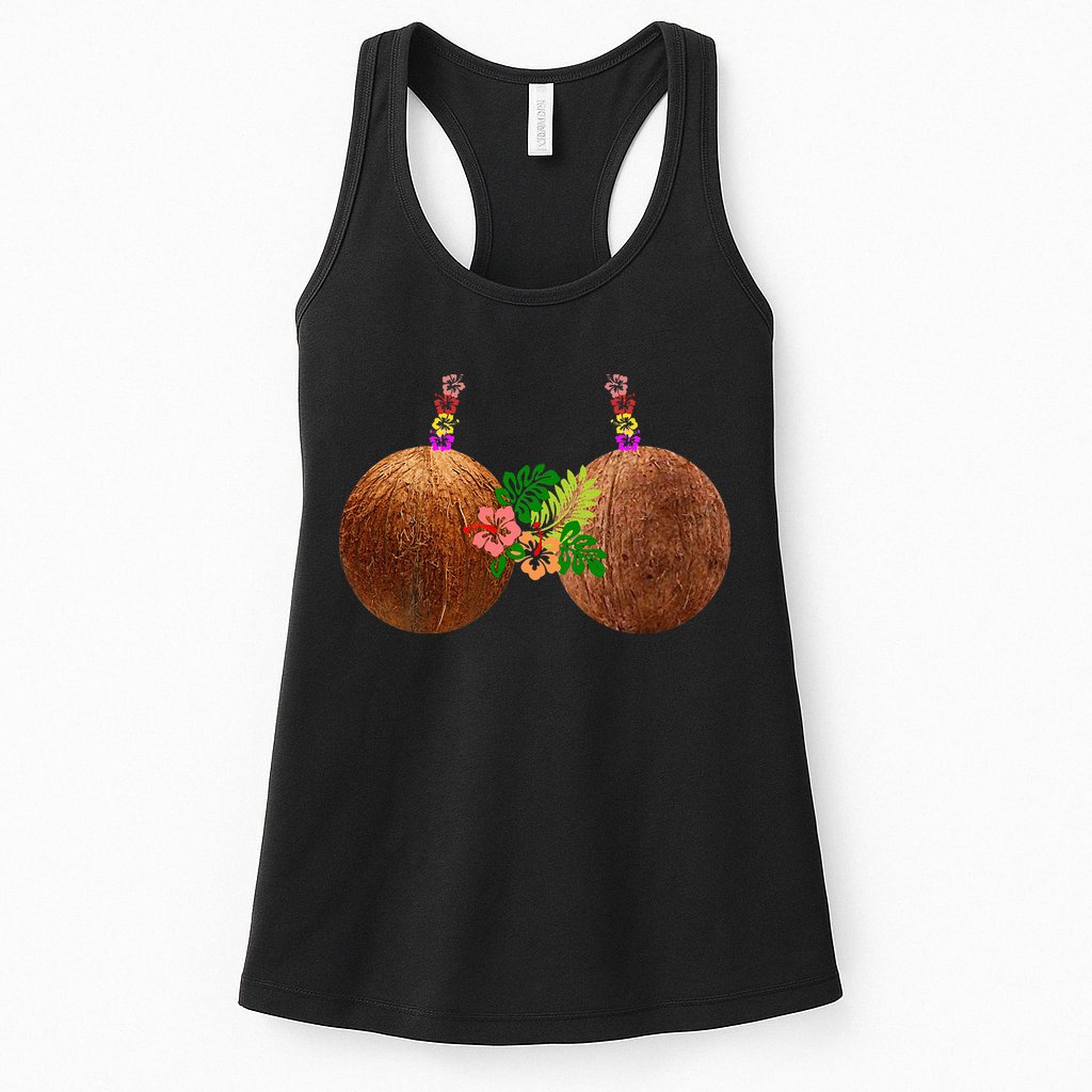 Coconut Bra Hawaii Luau Costume Funny Womens Tank Top