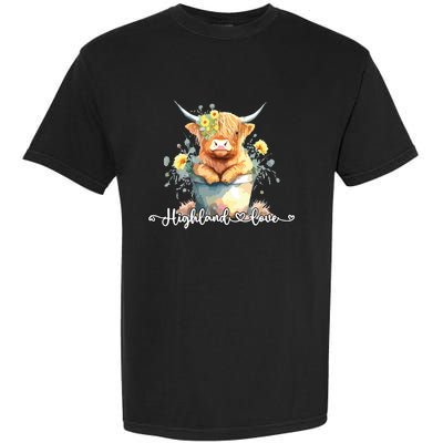 Cute Baby Highland Cow Calf Highland Love Spring Pastel Garment-Dyed Heavyweight T-Shirt