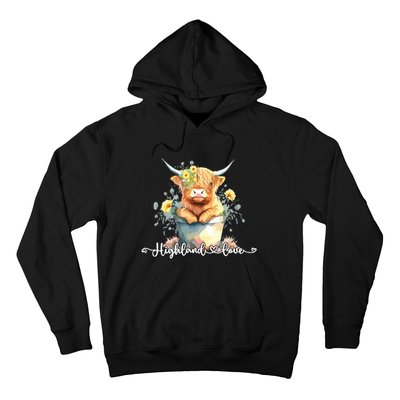 Cute Baby Highland Cow Calf Highland Love Spring Pastel Hoodie