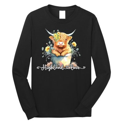 Cute Baby Highland Cow Calf Highland Love Spring Pastel Long Sleeve Shirt