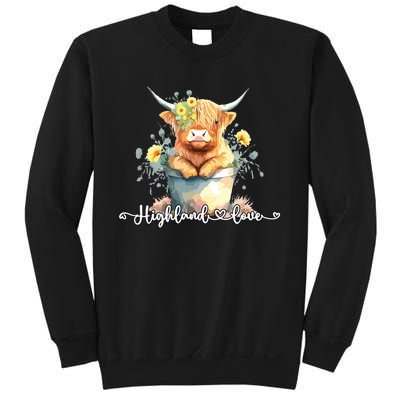 Cute Baby Highland Cow Calf Highland Love Spring Pastel Sweatshirt