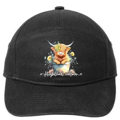 Cute Baby Highland Cow Calf Highland Love Spring Pastel 7-Panel Snapback Hat