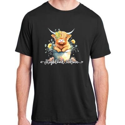 Cute Baby Highland Cow Calf Highland Love Spring Pastel Adult ChromaSoft Performance T-Shirt