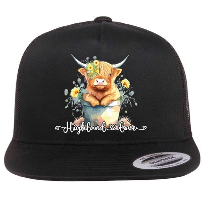 Cute Baby Highland Cow Calf Highland Love Spring Pastel Flatbill Hat