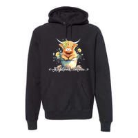 Cute Baby Highland Cow Calf Highland Love Spring Pastel Premium Hoodie