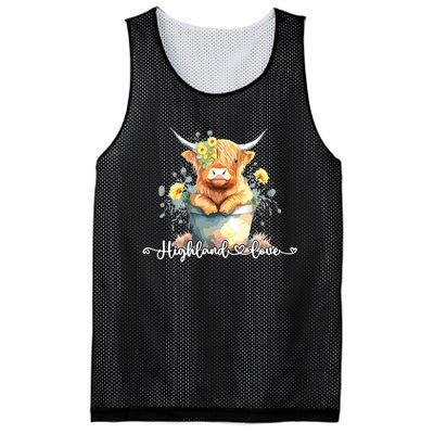 Cute Baby Highland Cow Calf Highland Love Spring Pastel Mesh Reversible Basketball Jersey Tank