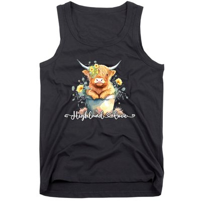 Cute Baby Highland Cow Calf Highland Love Spring Pastel Tank Top