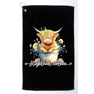 Cute Baby Highland Cow Calf Highland Love Spring Pastel Golf Towel