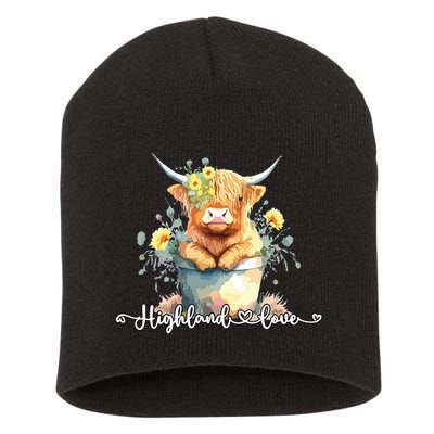 Cute Baby Highland Cow Calf Highland Love Spring Pastel Short Acrylic Beanie