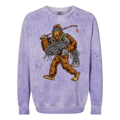 Catfishing Bigfoot Hunting Catfisher Colorblast Crewneck Sweatshirt