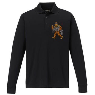 Catfishing Bigfoot Hunting Catfisher Performance Long Sleeve Polo