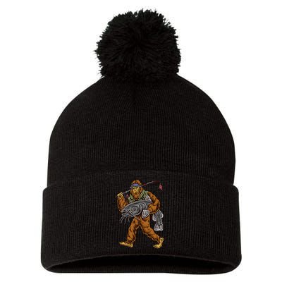 Catfishing Bigfoot Hunting Catfisher Pom Pom 12in Knit Beanie