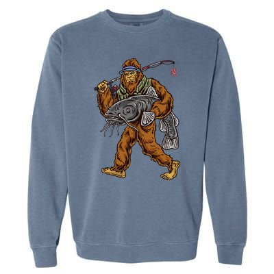 Catfishing Bigfoot Hunting Catfisher Garment-Dyed Sweatshirt