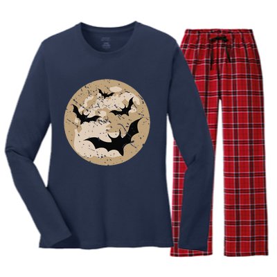 Creepy Bat Halloween Costume Gift Spooky Bat Women's Long Sleeve Flannel Pajama Set 