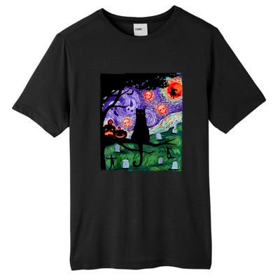 Cat Black Halloween Scary Night Cat Pumpkin Art Gift Tall Fusion ChromaSoft Performance T-Shirt