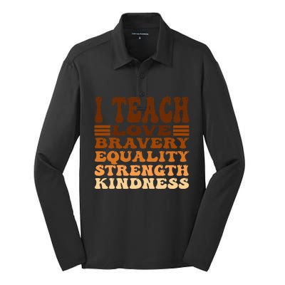 Celebrate Black History Month I Teach Black History Teacher Silk Touch Performance Long Sleeve Polo