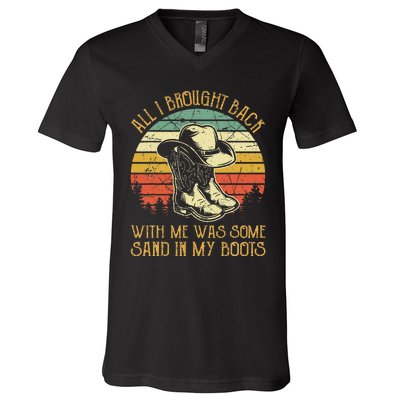 Cowboy Boots Hat Sand In My Boots Southern Western V-Neck T-Shirt